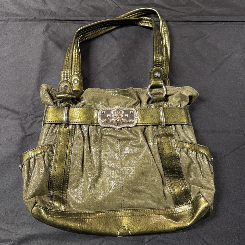 VTG Y2K Kathy Van Zeeland Olive Faux Suede Hobo Shoulder Bag